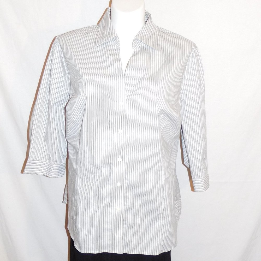 3X Worthington Blue Gray White Stripe Top NWT